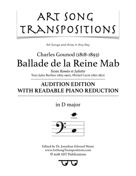 Ballade de la Reine Mab (D major; audition edition with readable piano reduction)