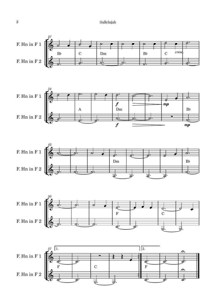 Hallelujah Brass Duet scores gallery preview page 2