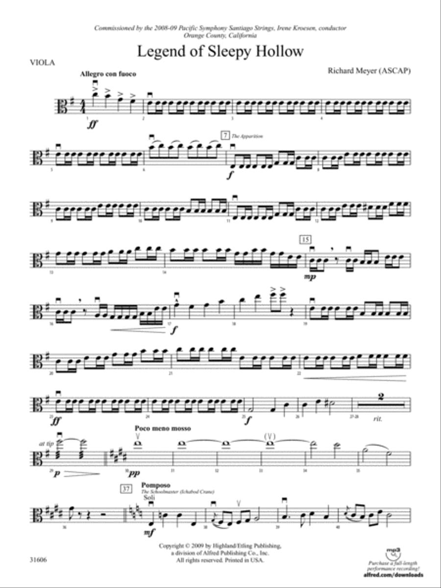 Legend of Sleepy Hollow: Viola String Orchestra scores gallery preview page 1
