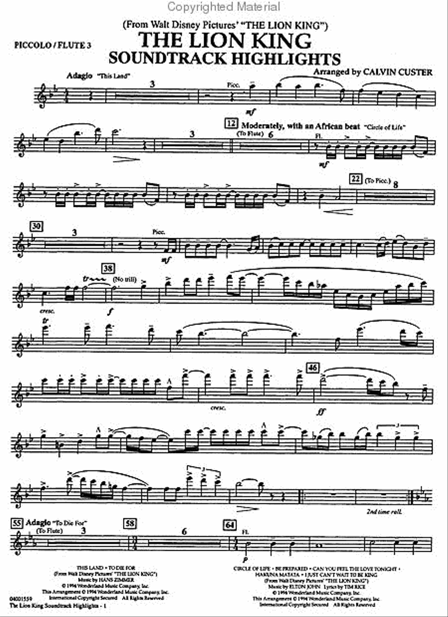 The Lion King: Soundtrack Highlights Concert Band scores gallery preview page 4