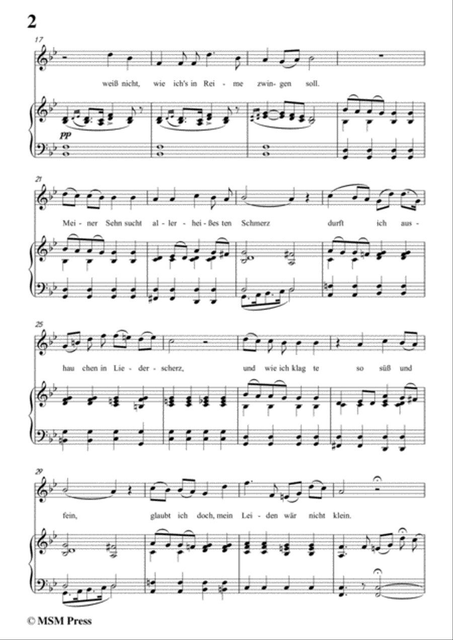 Schubert-Pause,from 'Die Schöne Müllerin',Op.25 No.12,in B flat Major,for Voice&Piano Voice scores gallery preview page 4