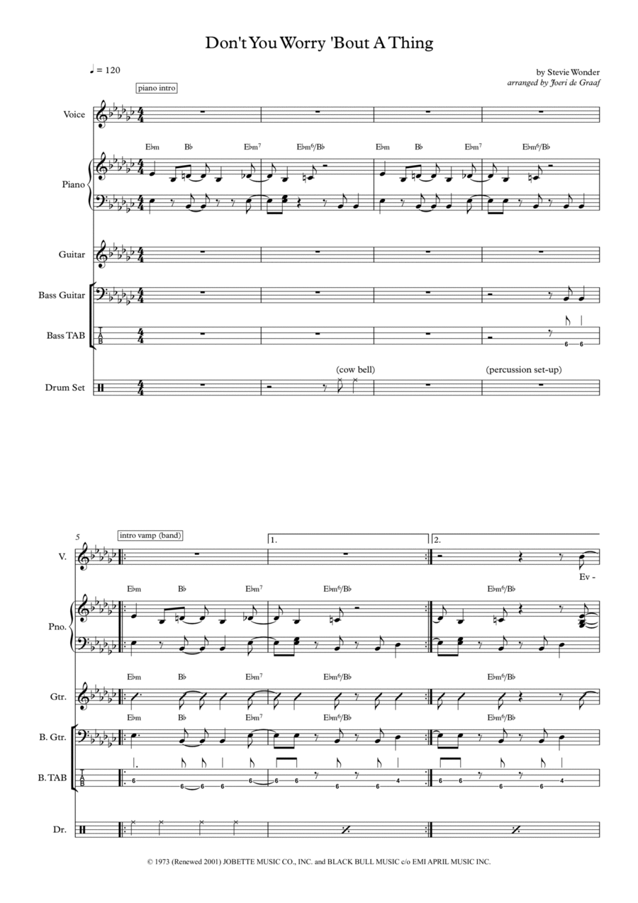 Don't You Worry 'bout A Thing Voice scores gallery preview page 1