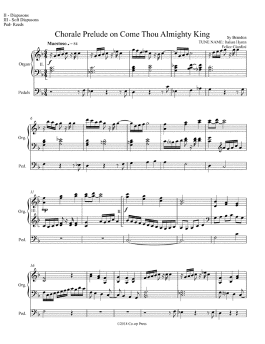 Chorale Prelude on Come Thou Almighty King Organ Solo scores gallery preview page 1