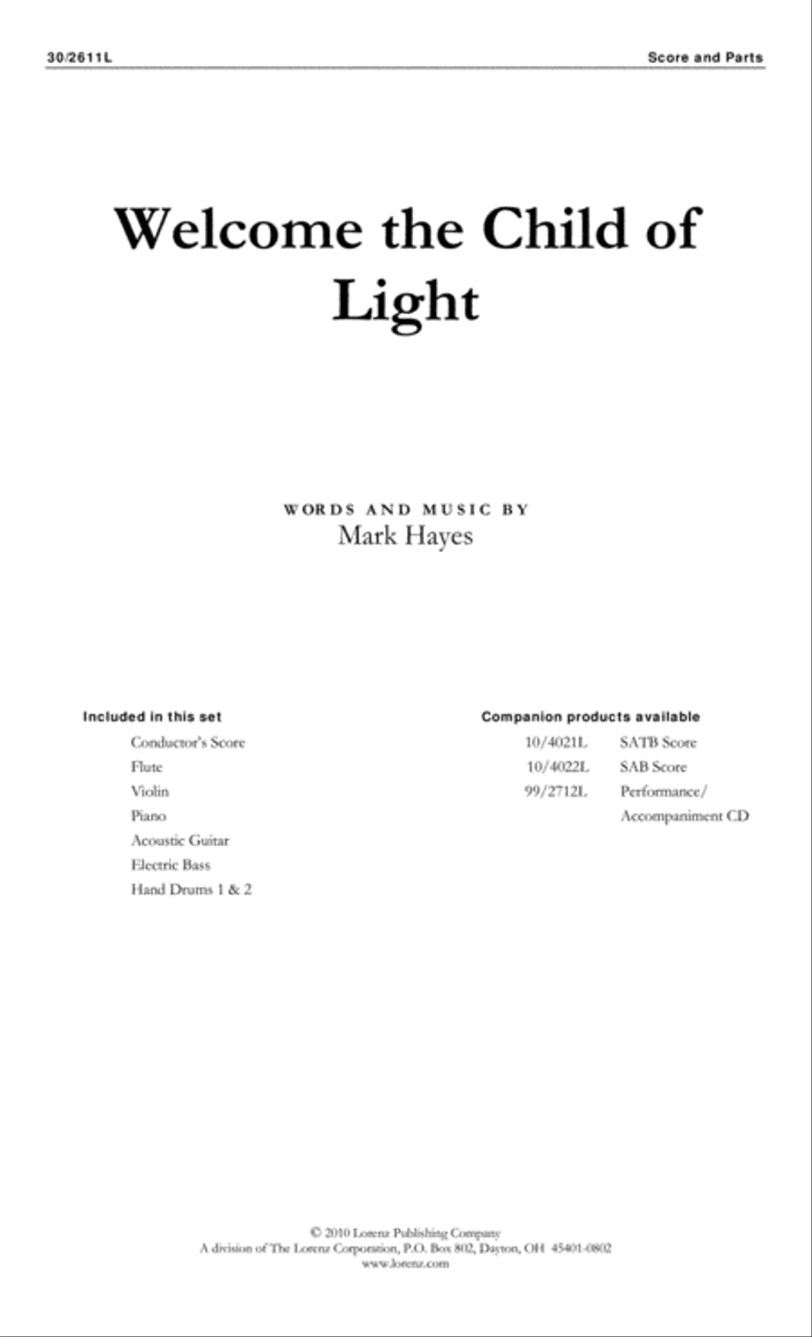 Welcome the Child of Light - Instrumental Ensemble Score and Parts Flute scores gallery preview page 1
