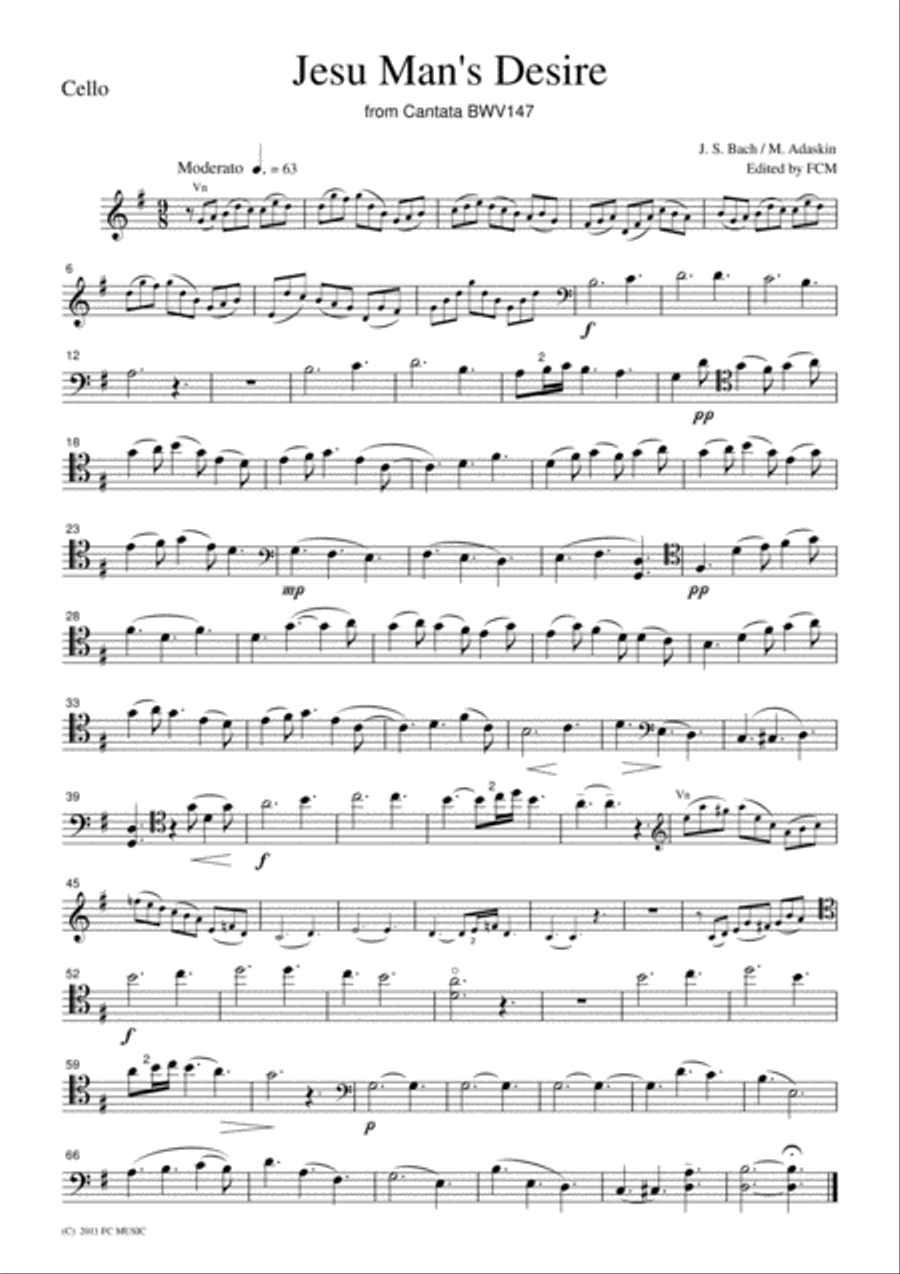 Bach Jesu, Joy of Man's Desire, BWV147, for piano trio, PB003 Piano Trio scores gallery preview page 2