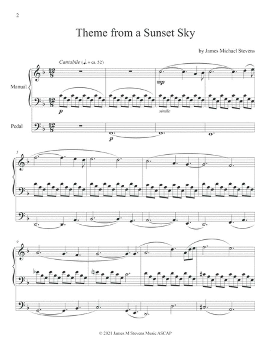 Theme from a Sunset Sky - Organ Organ Solo scores gallery preview page 2