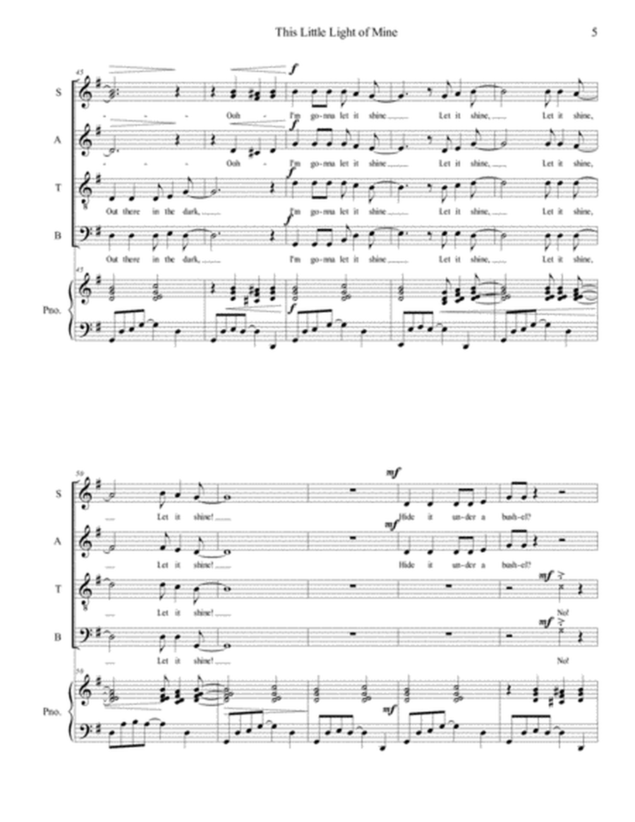 This Little Light of Mine - SATB and piano image number null
