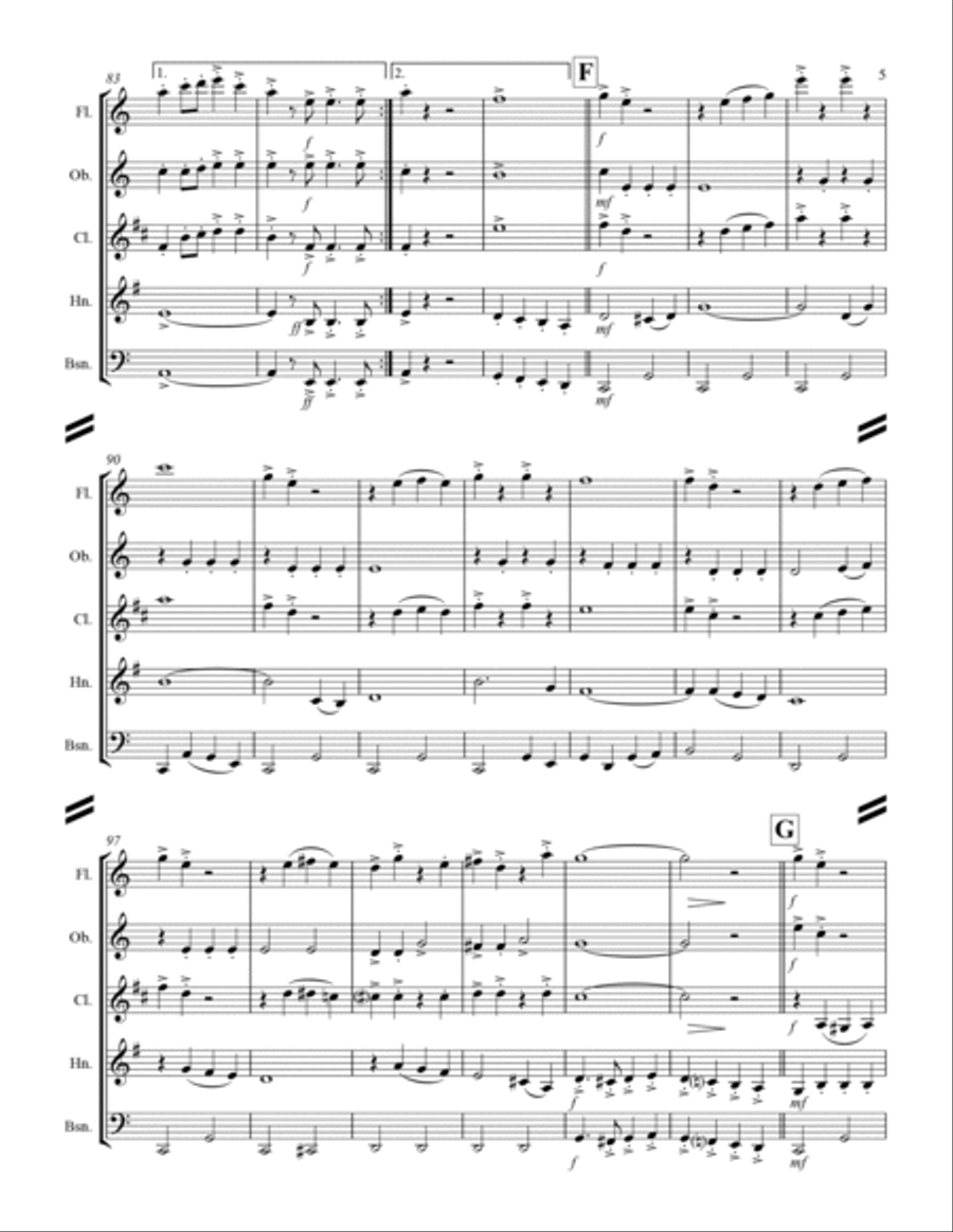 March - “Colonel Bogey” (for Woodwind Quintet) Woodwind Quintet scores gallery preview page 6