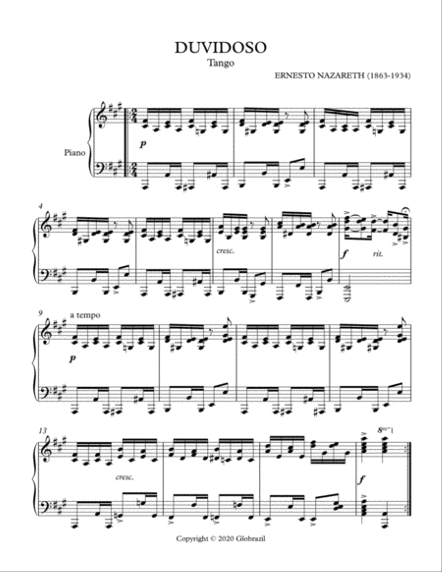 DUVIDOSO Piano Solo scores gallery preview page 1