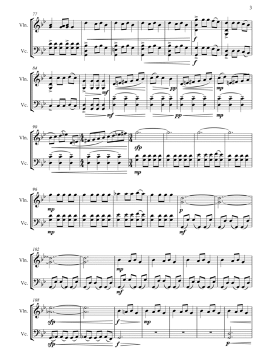Carol of the Bells - Full Length Violin & Cello Arrangement by The Chapel Hill Duo String Duet scores gallery preview page 4