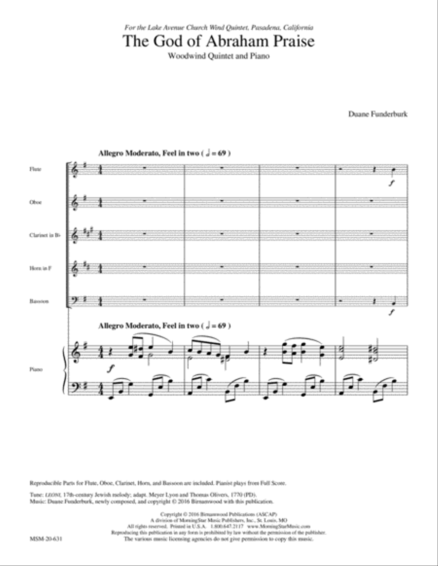 The God of Abraham Praise Woodwind Quintet scores gallery preview page 1