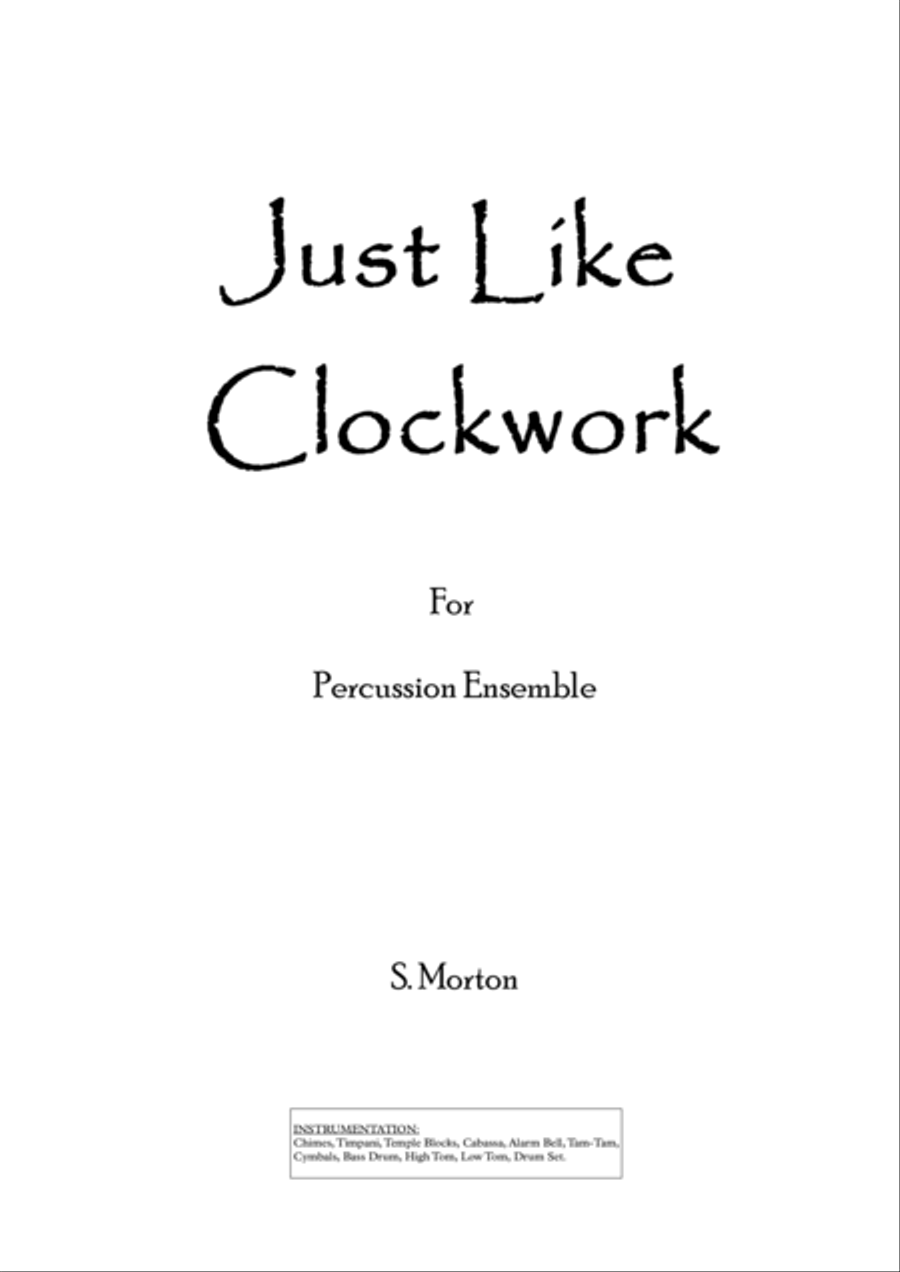 Just Like Clockwork Percussion Ensemble scores gallery preview page 1