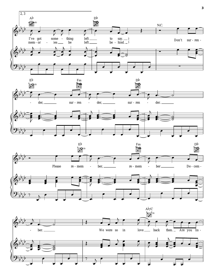 Remember December Piano, Vocal, Guitar scores gallery preview page 3