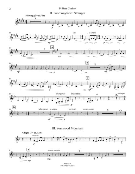 Three Appalachian Songs - Bb Bass Clarinet