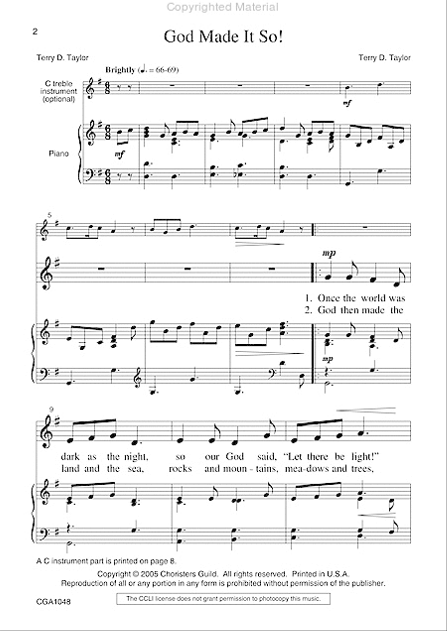 God Made It So Unison Choir scores gallery preview page 2
