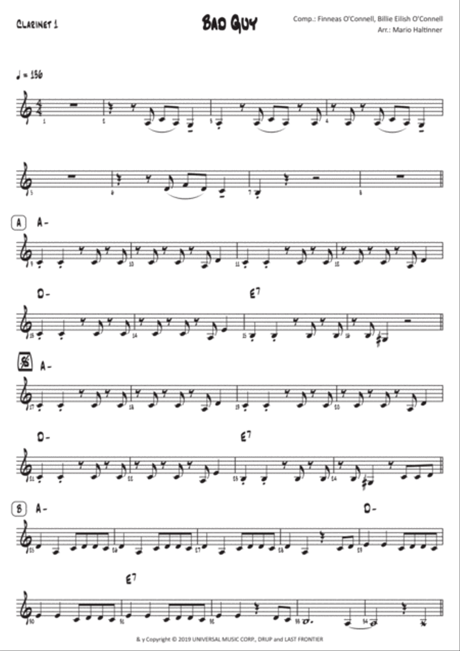 Bad Guy Clarinet Solo scores gallery preview page 2