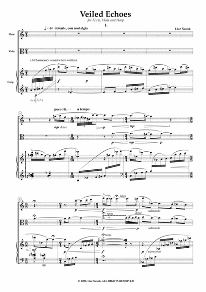 "Veiled Echoes" - for Flute, Viola and Harp [Score & Parts] image number null