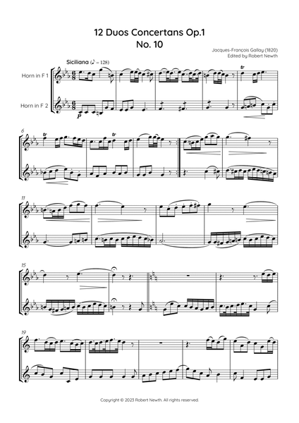Gallay - 12 Duos Concertans Op. 1 No. 10 'Siciliana' (for Horn Duet) image number null