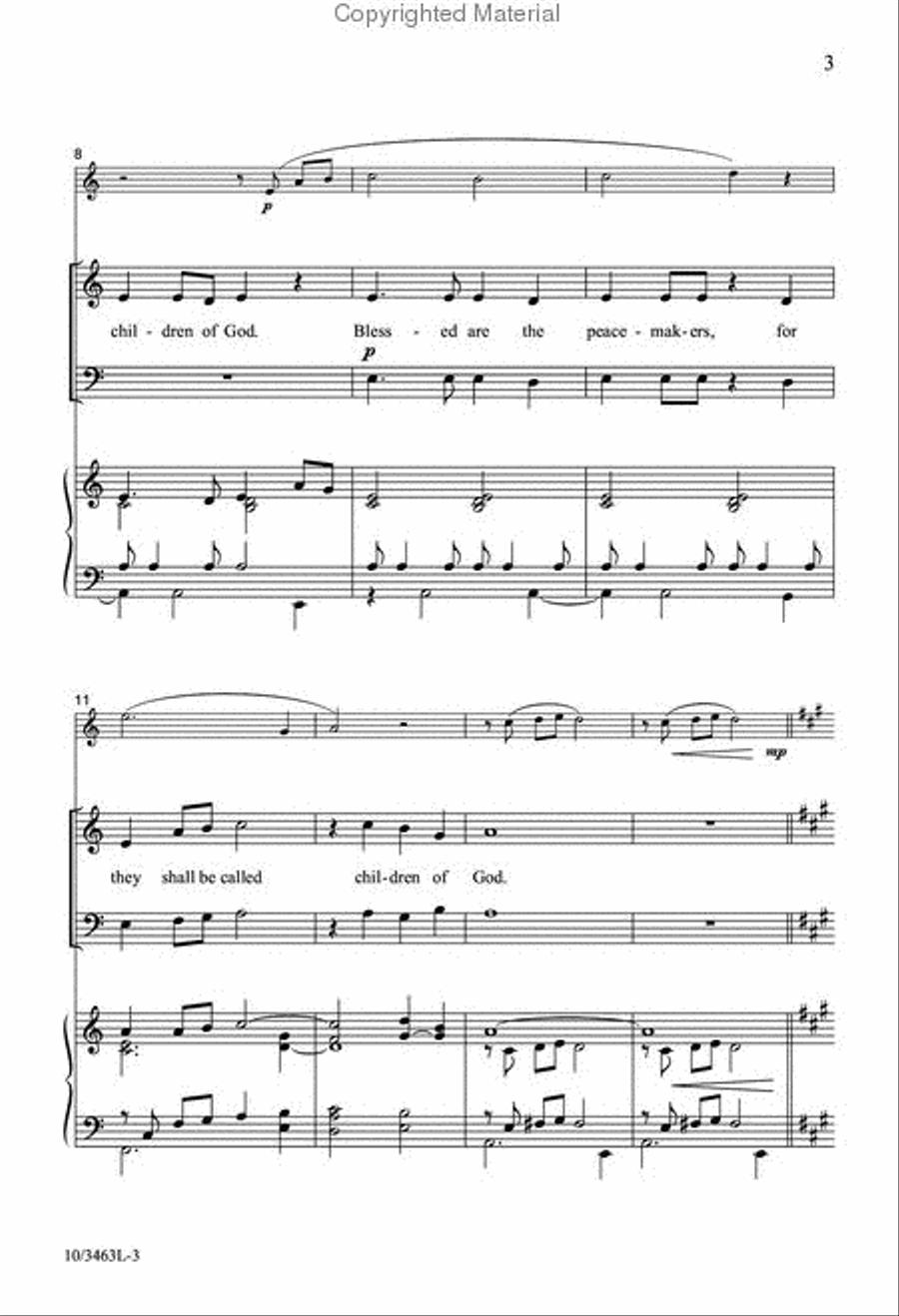 Blessed Are the Peacemakers 4-Part scores gallery preview page 3
