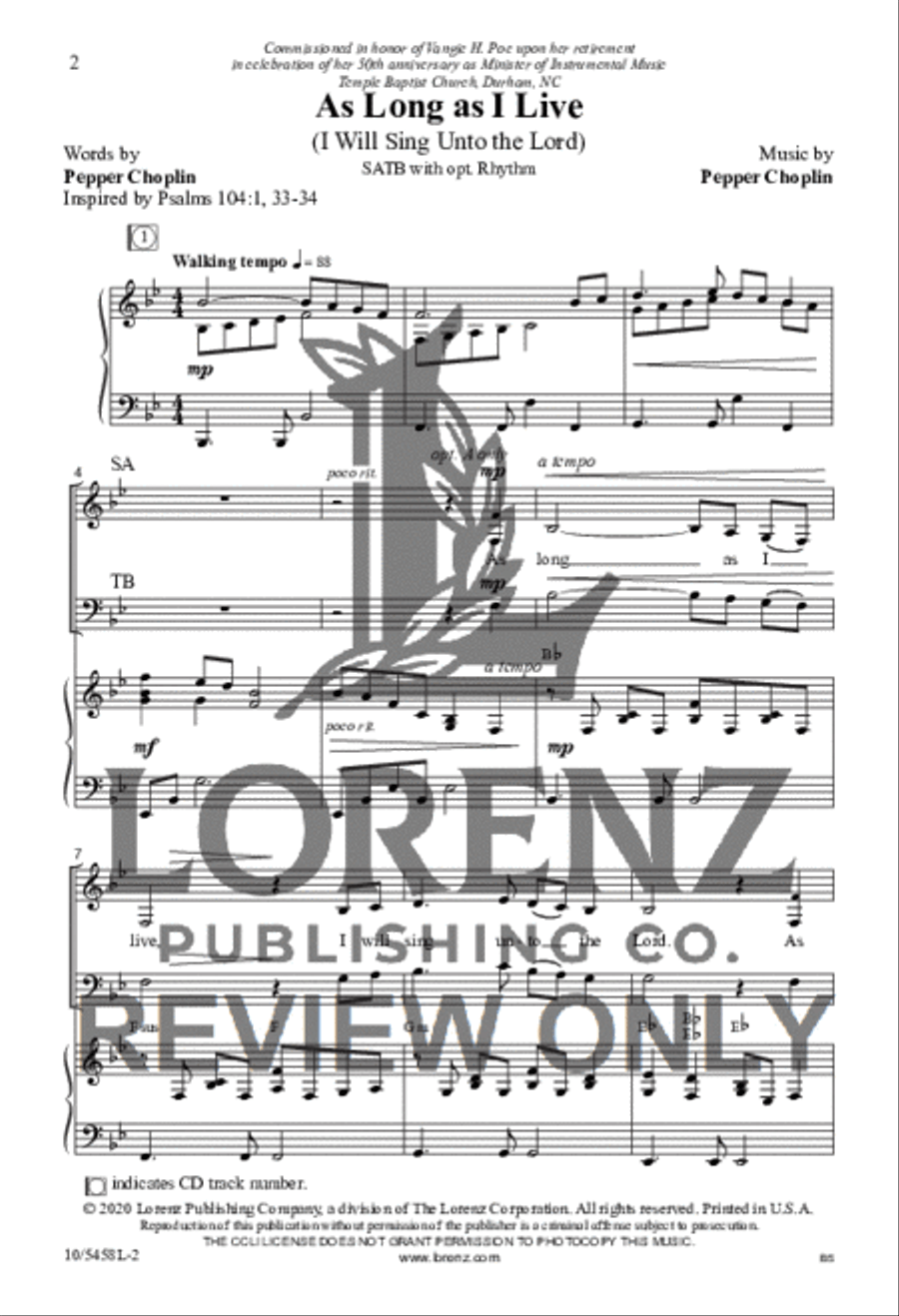 As Long As I Live 4-Part scores gallery preview page 2
