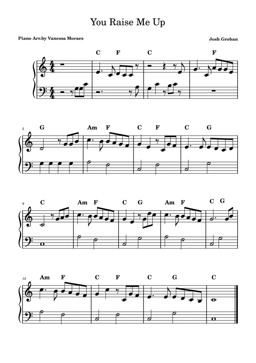 You Raise Me Up Easy Piano scores gallery preview page 1