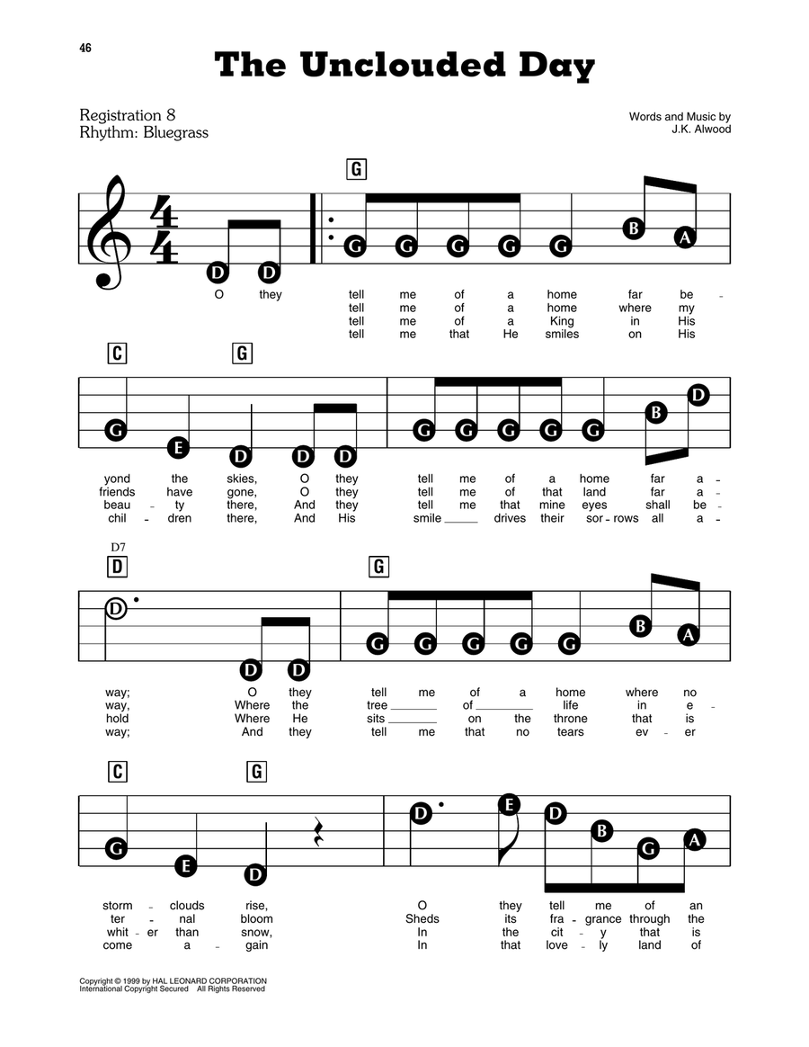 The Unclouded Day Electronic Keyboard scores gallery preview page 1