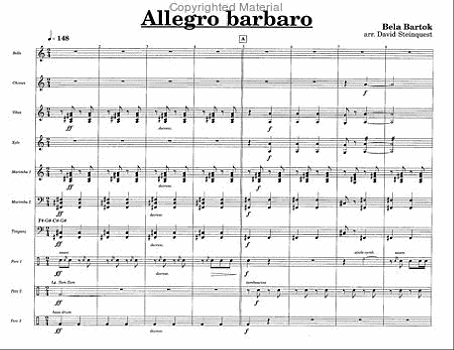 Allegro barbaro Percussion Ensemble scores gallery preview page 2