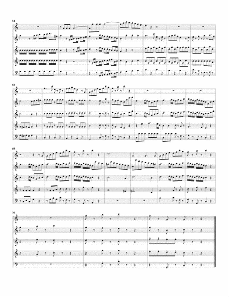 Larghetto from concerto for horn and orchestra, K.447 (Arrangement for 5 recorders)