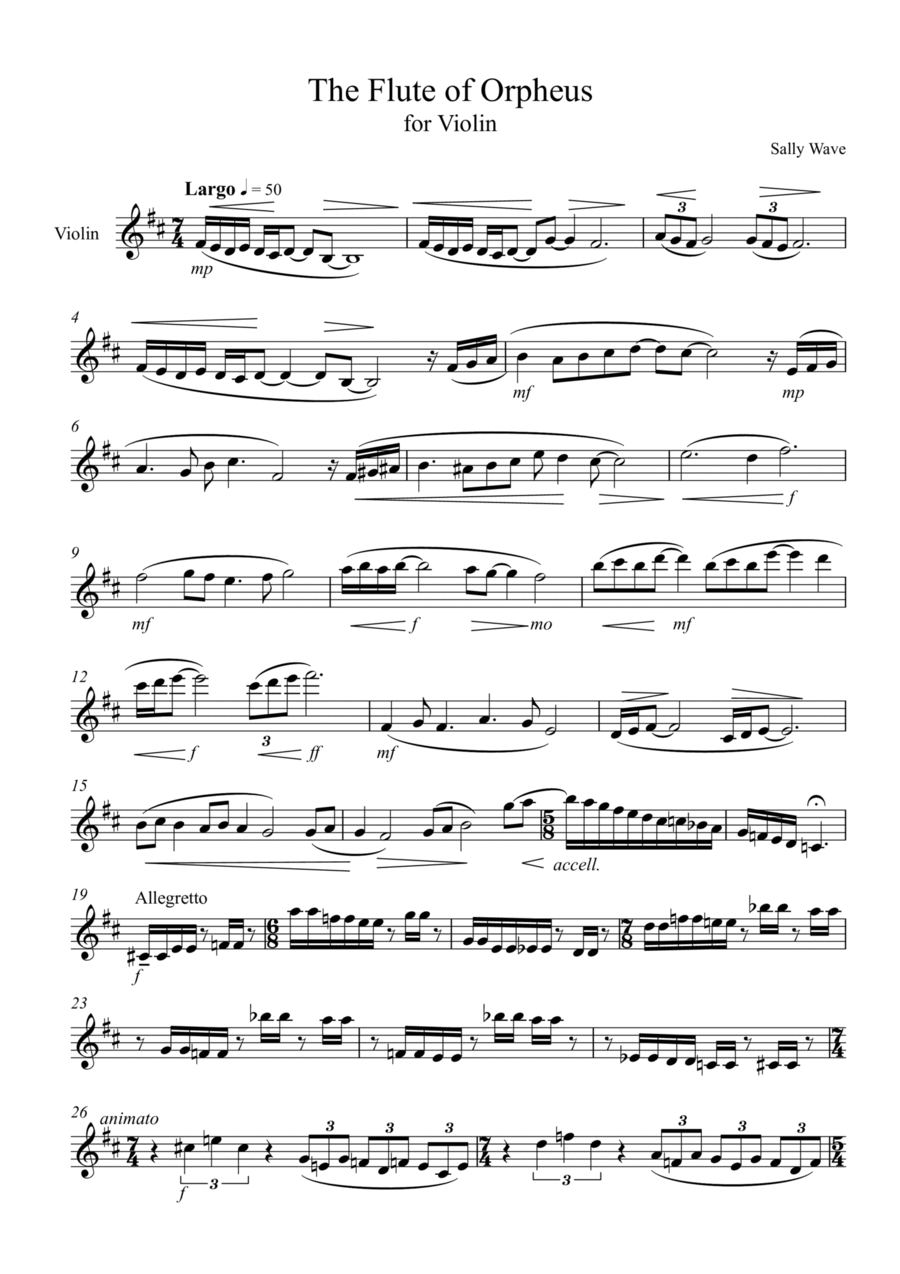 The Flute of Orpheus (for solo violin) op.24 Flute scores gallery preview page 1