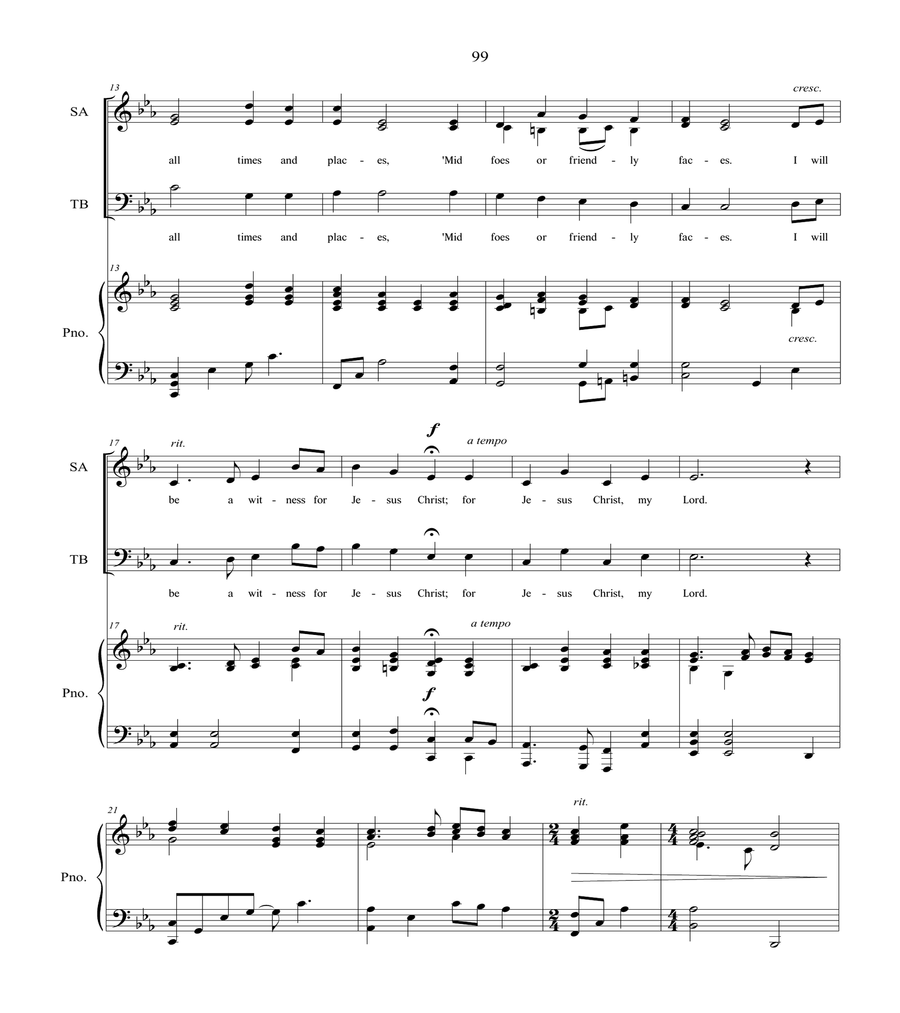 Standing As a Witness for Jesus Christ, sacred music for SATB choir image number null