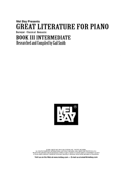 Great Literature for Piano Book 3 (Intermediate)