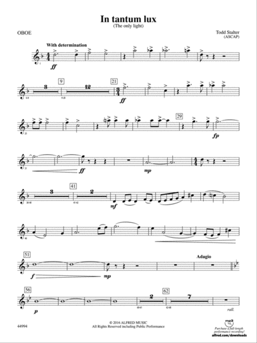 In tantum lux: Oboe In tantum lux: Oboe Concert Band scores gallery preview page 1