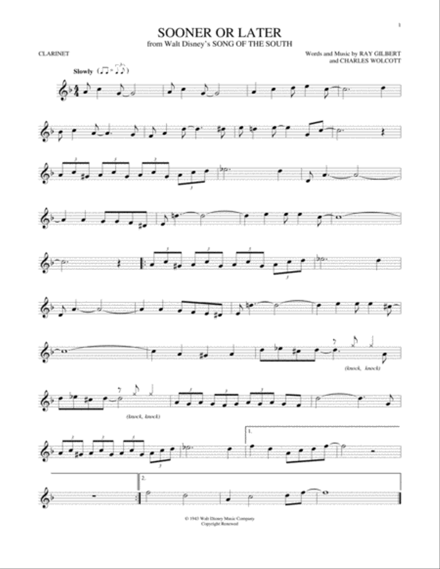 Sooner Or Later Clarinet Solo scores gallery preview page 1