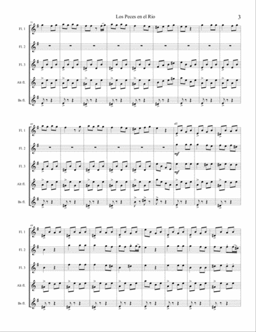 Los Peces en el Rio: for Flute Choir Flute Choir scores gallery preview page 6
