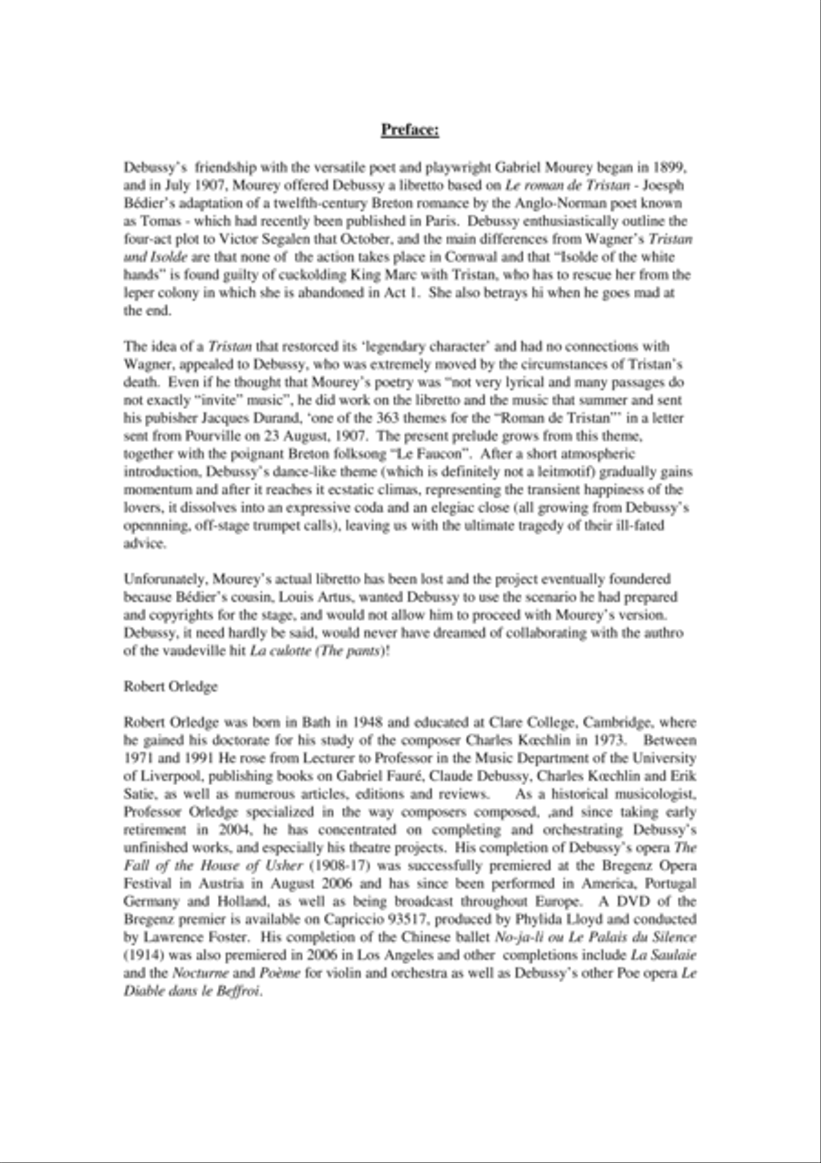 Claude Debussy/Robert Orledge: Prélude à L'Histoire de Tristan for orchestra, score only Full Orchestra scores gallery preview page 3