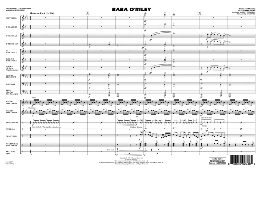 Baba O'Riley (arr. Matt Conaway) - Conductor Score (Full Score)