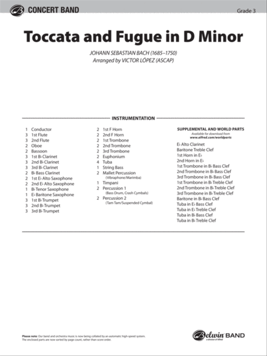Toccata and Fugue in D Minor: Score Concert Band scores gallery preview page 1
