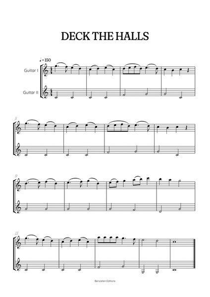 Deck the Halls for acoustic guitar duet • super easy Christmas song sheet music image number null