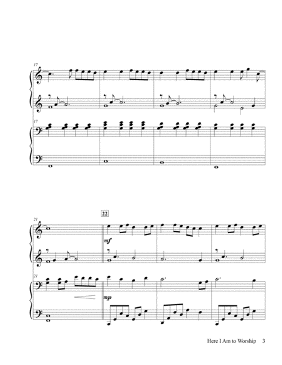 Here I Am To Worship Piano scores gallery preview page 4