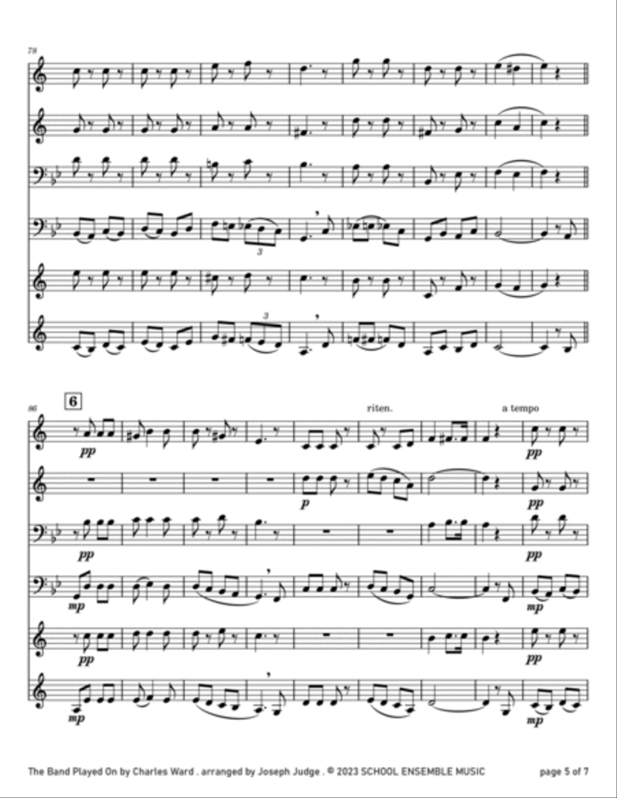 The Band Played On by Ward for Brass Quartet in Schools Brass Quartet scores gallery preview page 5