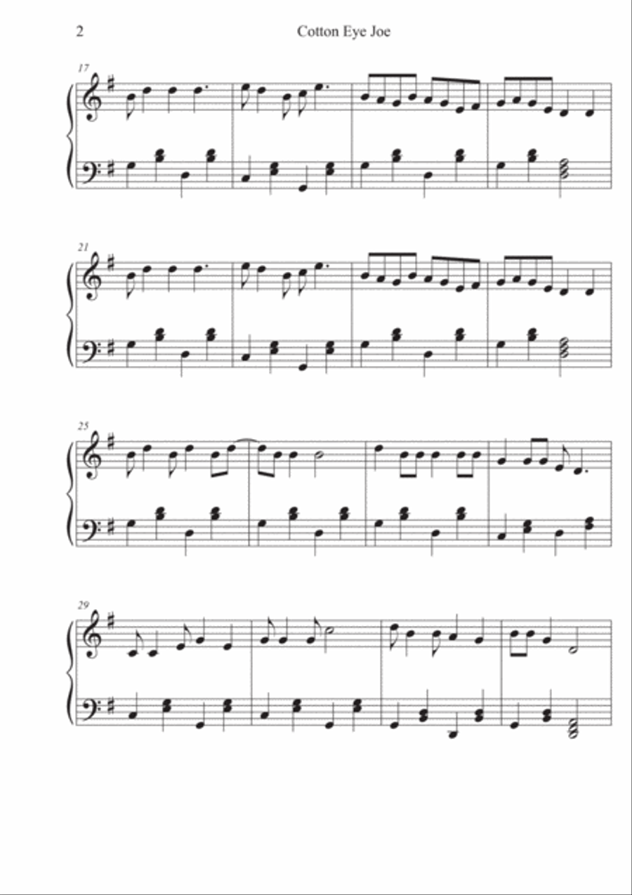 Cotton Eye Joe - Piano Easy Piano scores gallery preview page 2