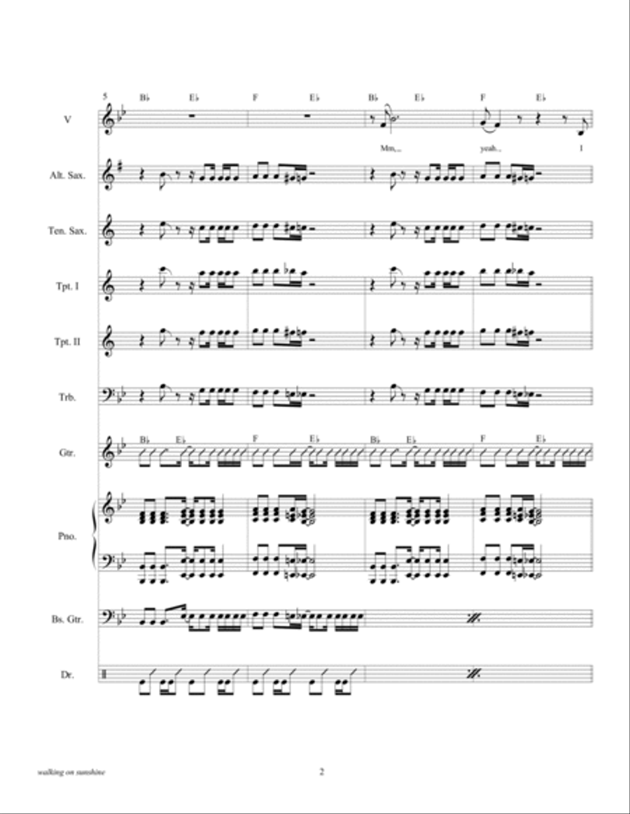 Walking On Sunshine Tenor Saxophone scores gallery preview page 4