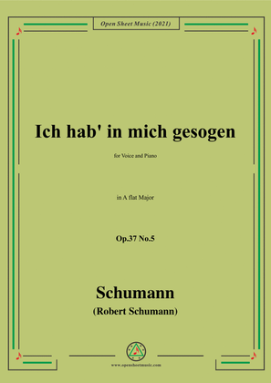Book cover for Schumann-Ich hab in mich gesogen,Op.37 No.5,in A flat Major,for Voice and Piano