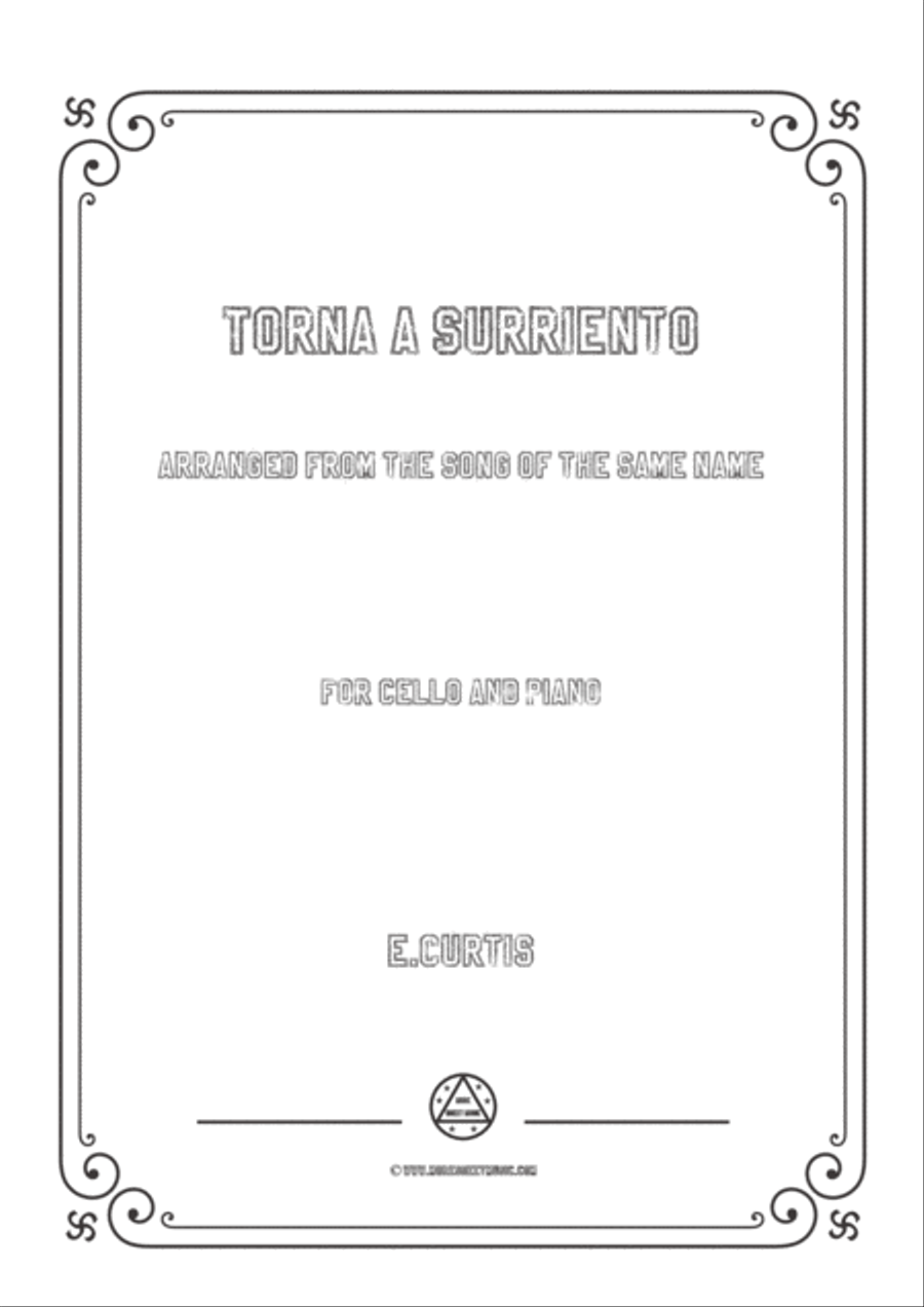 Curtis-Torna a Surriento,for Cello and Piano Piano scores gallery preview page 1