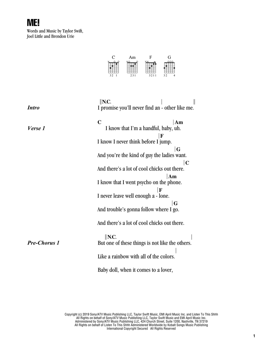 ME! (feat. Brendon Urie of Panic! At The Disco) Acoustic Guitar scores gallery preview page 1