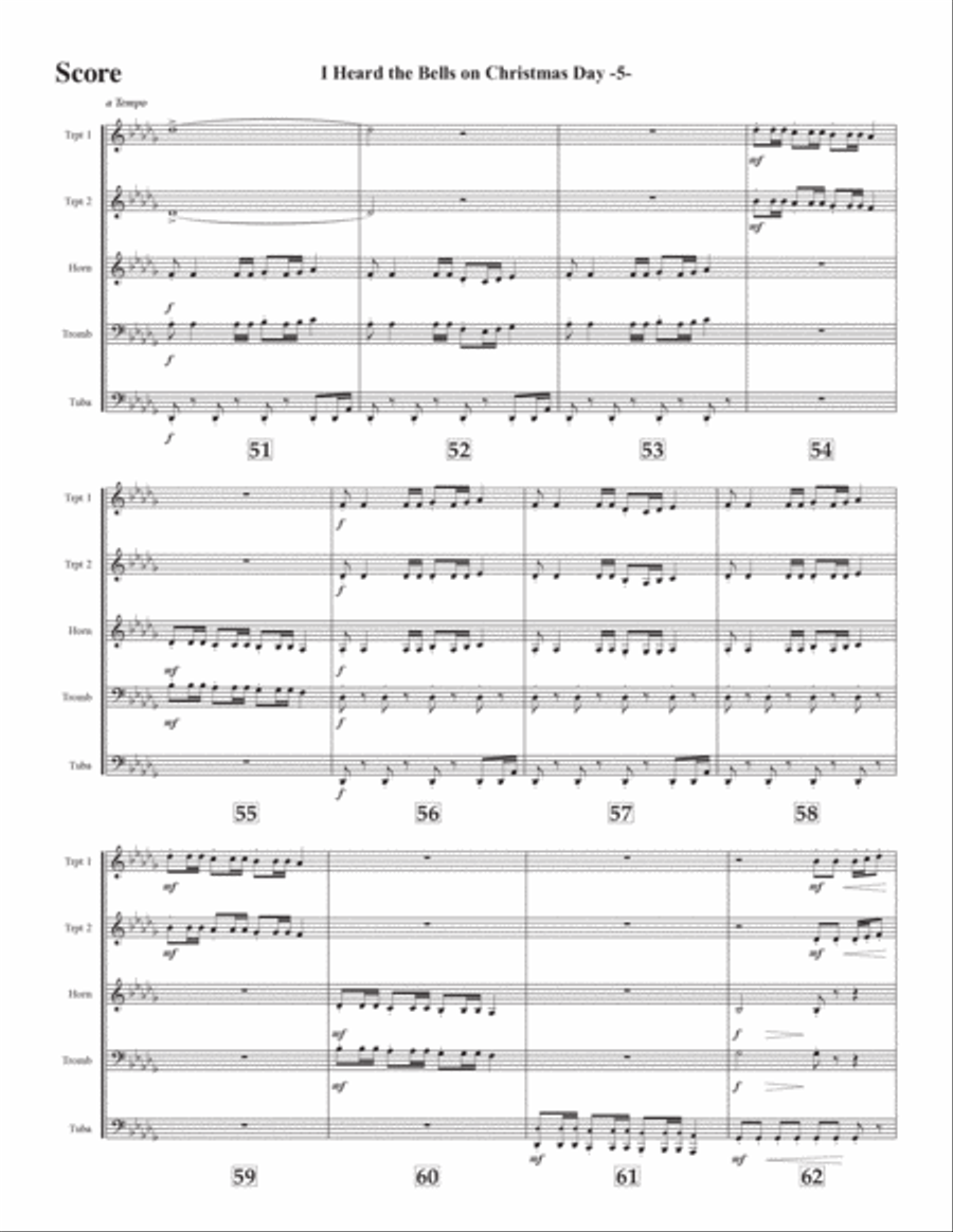 I Heard the Bells on Christmas Day for brass quintet Brass Quintet scores gallery preview page 5