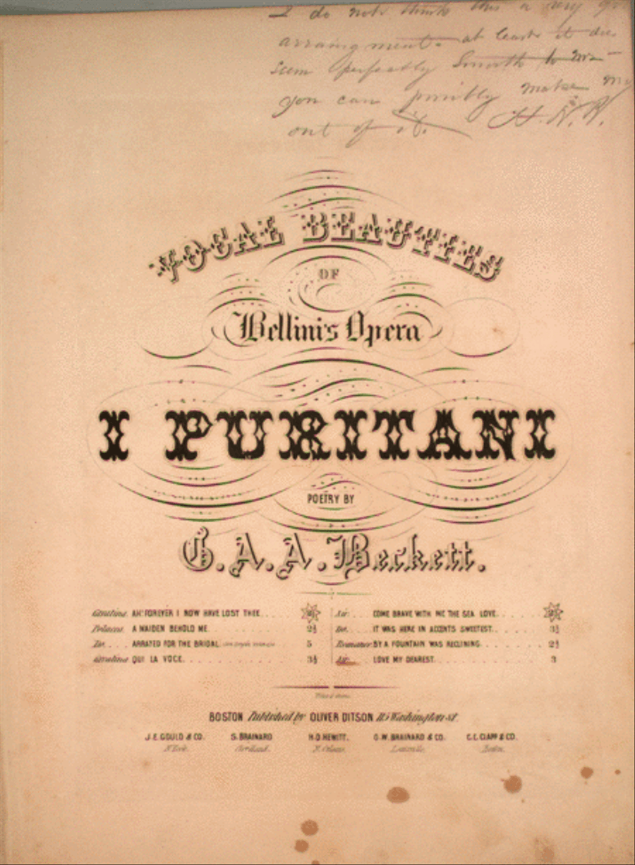 Vocal Beauties of Bellini's Opera, I Puritani. Air. Love My Dearest Voice - Digital Sheet Music