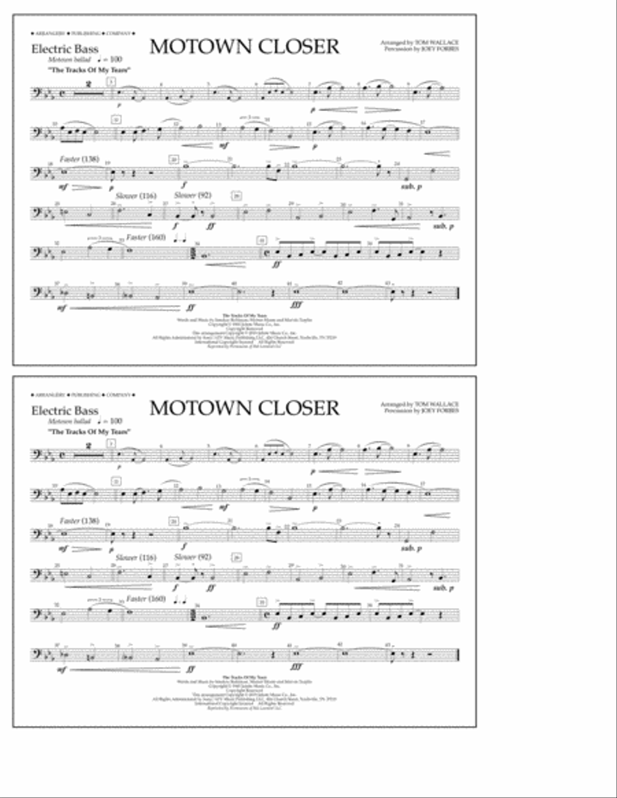 Motown Closer (arr. Tom Wallace) - Electric Bass Marching Band scores gallery preview page 1
