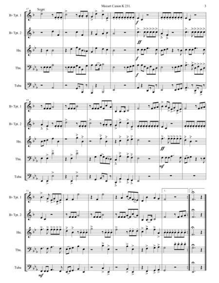 Mozart Canon K.231 Arranged for Brass Quintet image number null