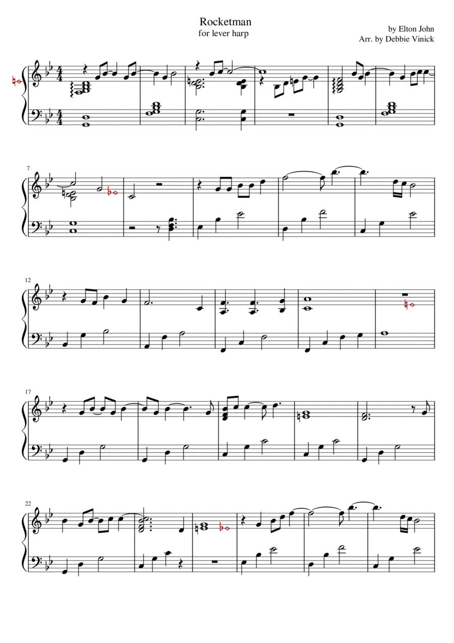 Rocketman Celtic Harp scores gallery preview page 1